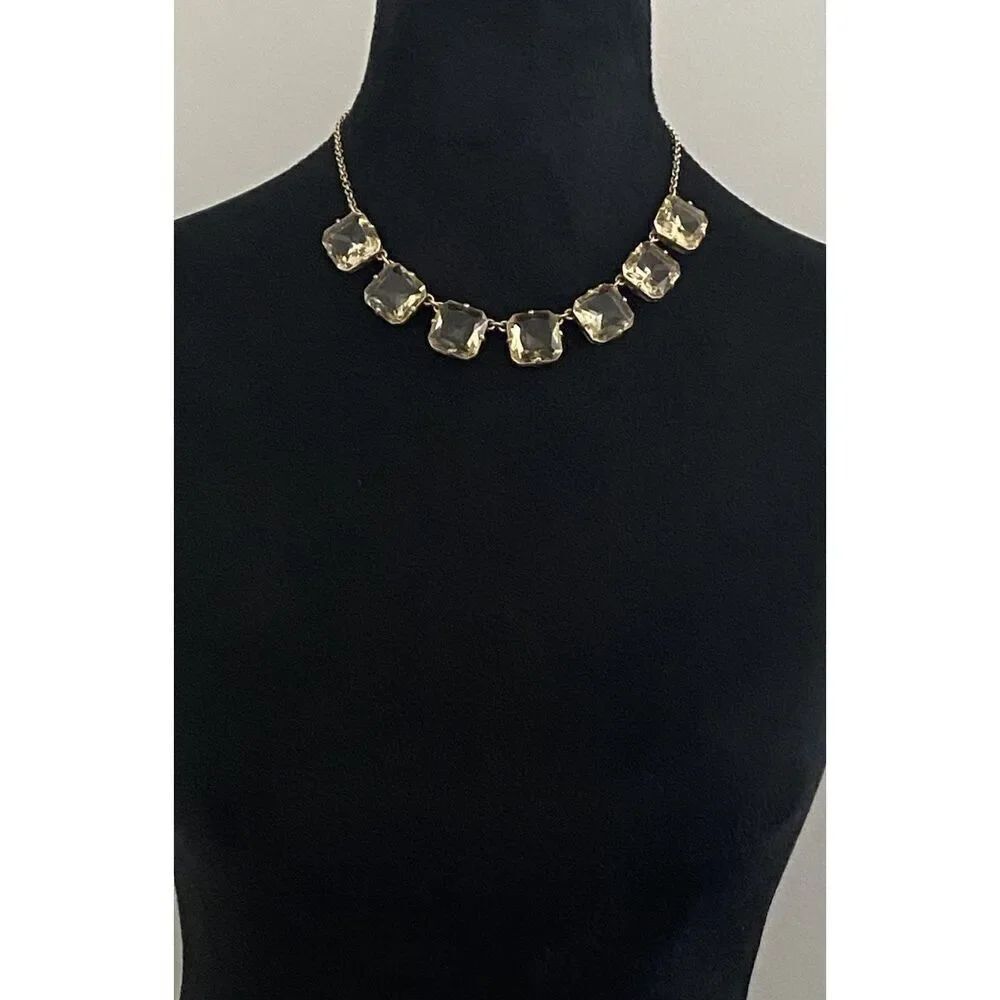 J.Crew Gold Tone Champagne Crystal Statement Necklace